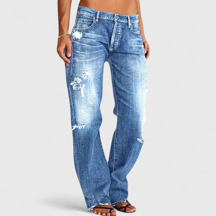 Sadie | Dames Low Rise Versleten Rechte Jeans