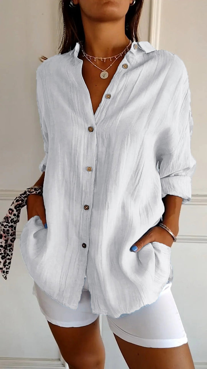 Azure | Dames Casual Overhemd met Knopen Oversized Lange Mouwen