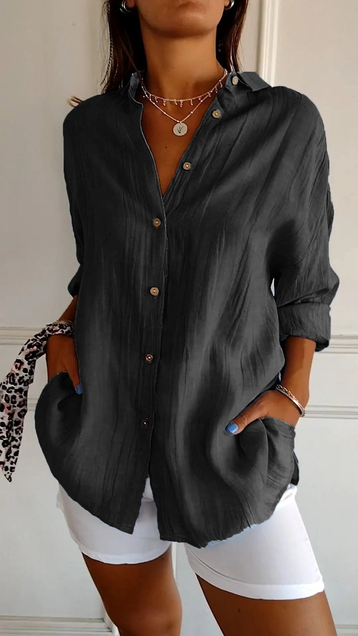Azure | Dames Casual Overhemd met Knopen Oversized Lange Mouwen