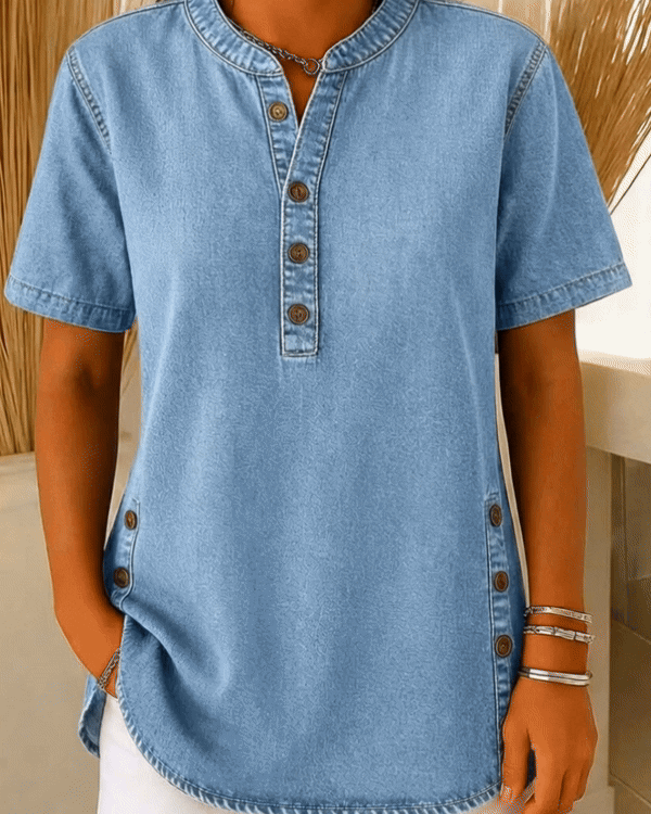 Juniper | Dames Korte Mouwen Henley Blouse