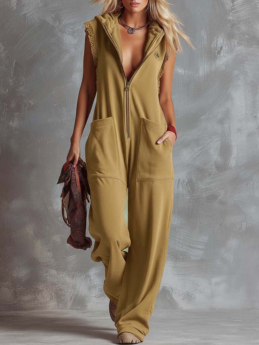 Kendra | Dames Hooded Mouwloos Jumpsuit
