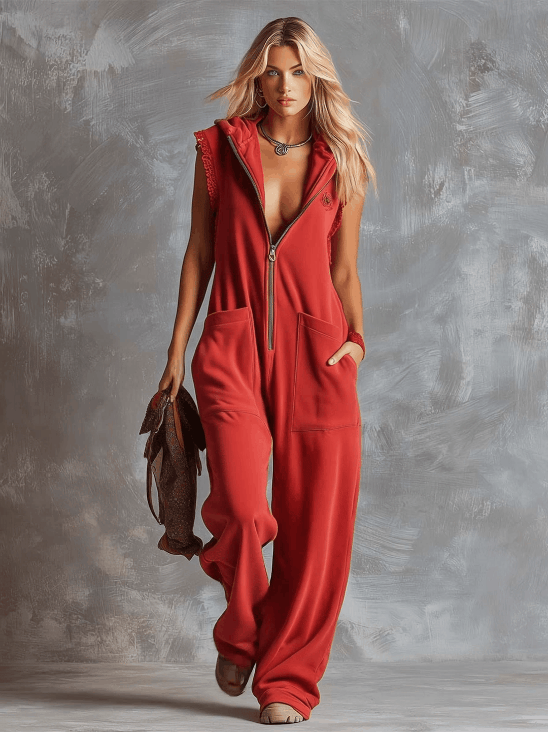 Kendra | Dames Hooded Mouwloos Jumpsuit