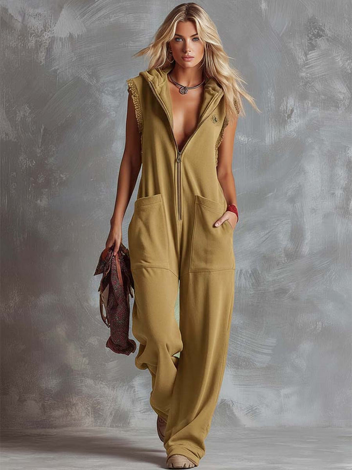 Kendra | Dames Hooded Mouwloos Jumpsuit