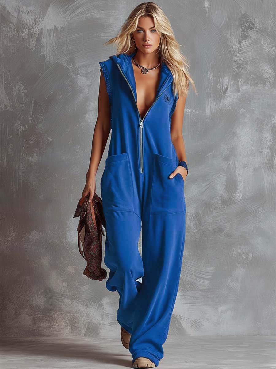 Kendra | Dames Hooded Mouwloos Jumpsuit