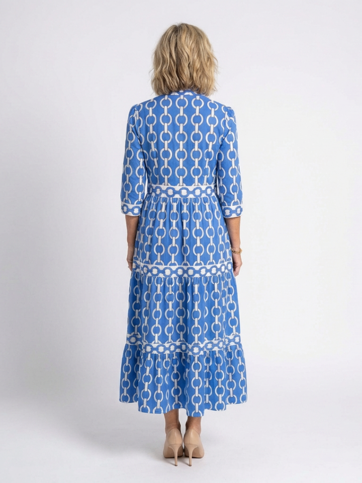 Keziah | Dames Midi-jurk met Kettingprint en 3/4 Mouwen