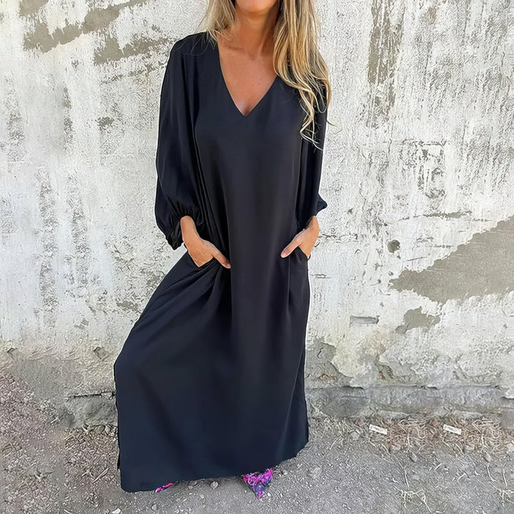 Solana™ | Vloeiende Maxi Jurk met Zakken