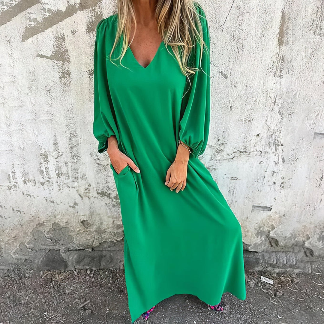 Solana™ | Vloeiende Maxi Jurk met Zakken