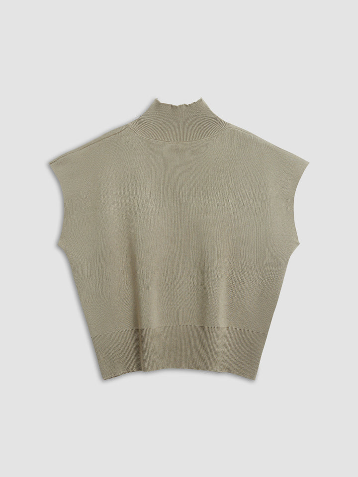 Noira | Dames Mock Neck Mouwloze Top Met Gevoerde Schouders