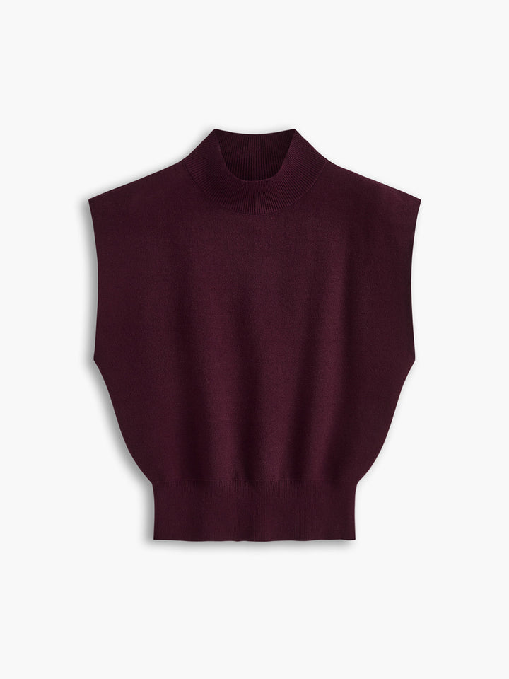 Noira | Dames Mock Neck Mouwloze Top Met Gevoerde Schouders