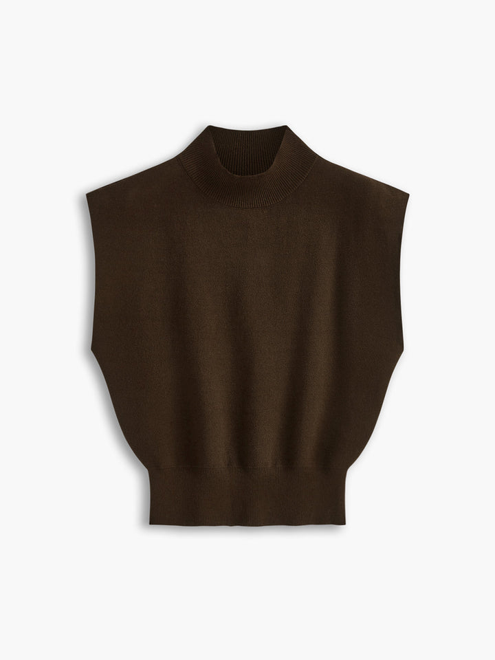 Noira | Dames Mock Neck Mouwloze Top Met Gevoerde Schouders