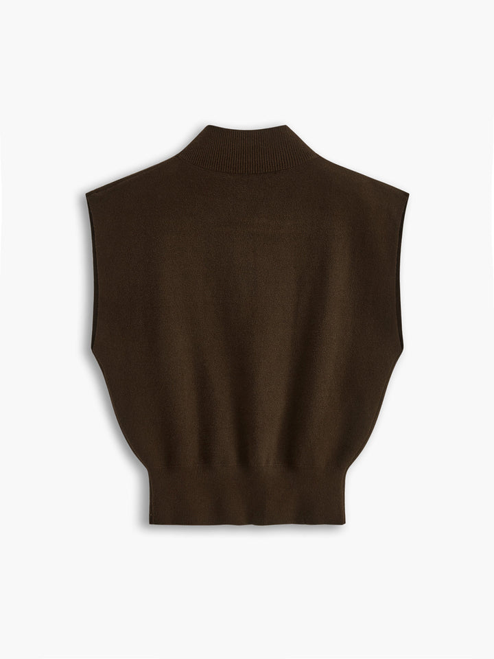 Noira | Dames Mock Neck Mouwloze Top Met Gevoerde Schouders