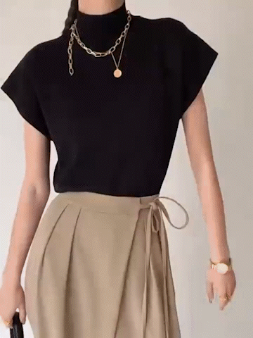Noira | Dames Mock Neck Mouwloze Top Met Gevoerde Schouders