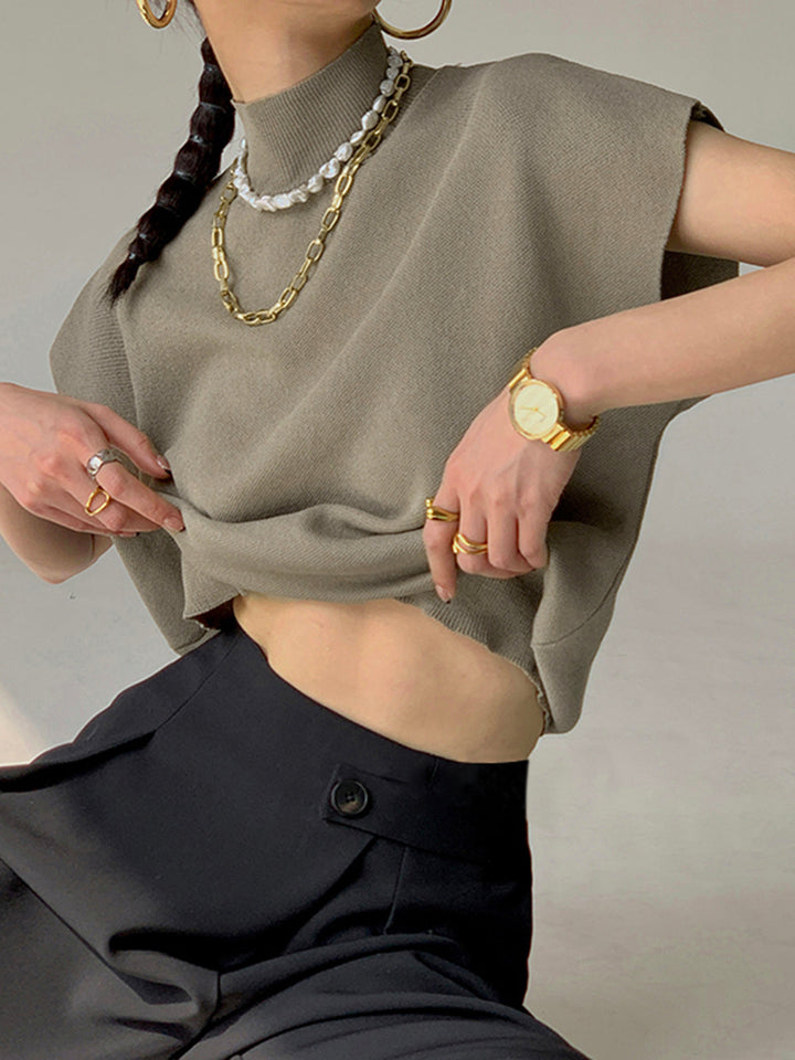 Noira | Dames Mock Neck Mouwloze Top Met Gevoerde Schouders