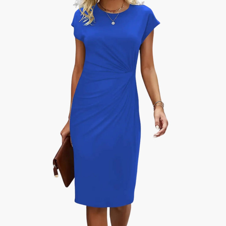 Lucille | Dames Midi Jurk met Ronde Hals en Korte Mouwen