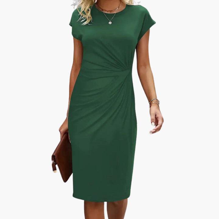 Lucille | Dames Midi Jurk met Ronde Hals en Korte Mouwen