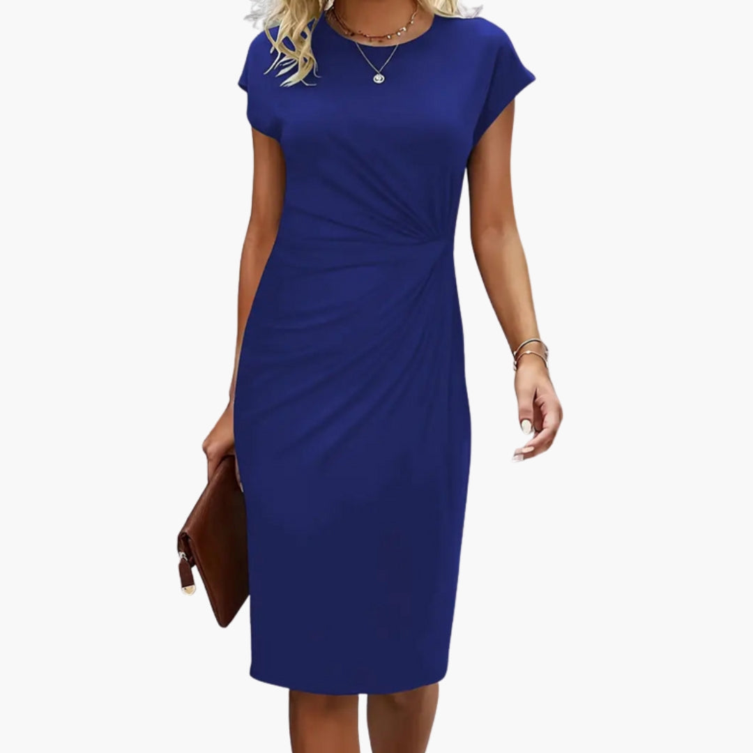 Lucille | Dames Midi Jurk met Ronde Hals en Korte Mouwen