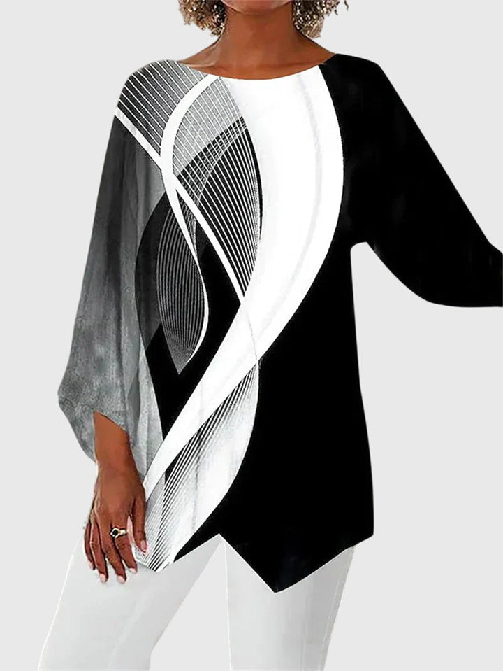 Lyanna | Vrouwen Asymmetrische Hem Top met Vlinderprint