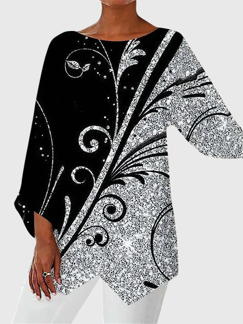Lyanna | Vrouwen Asymmetrische Hem Top met Vlinderprint