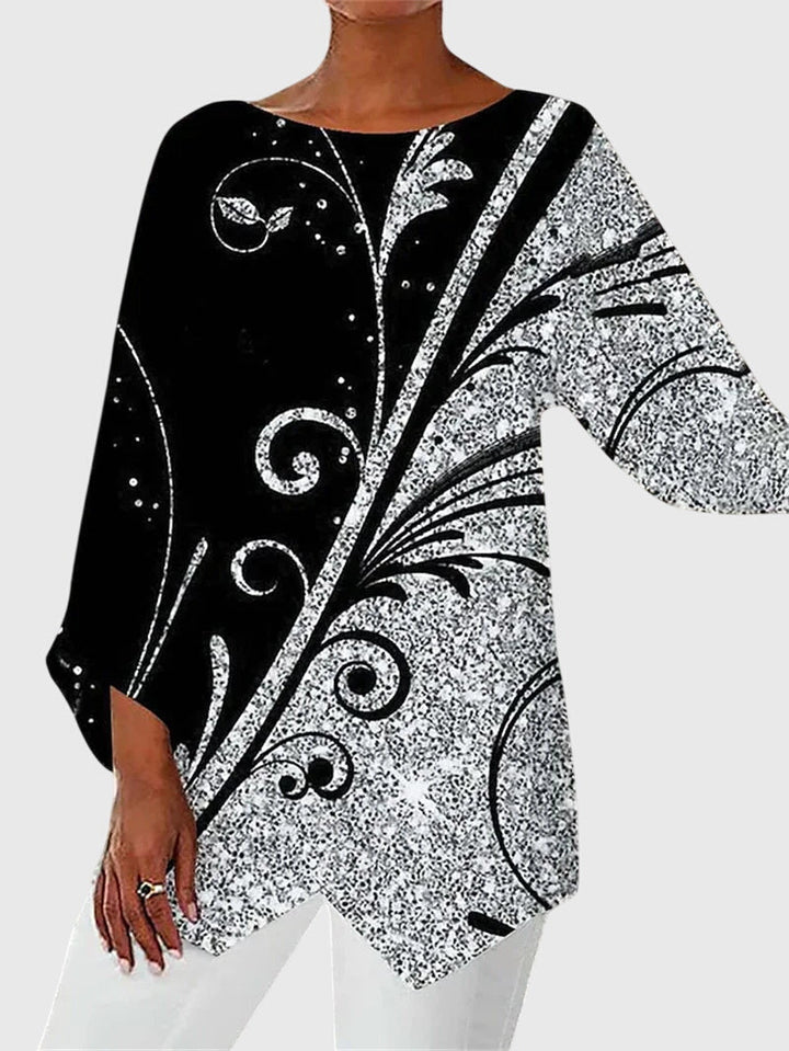 Lyanna | Vrouwen Asymmetrische Hem Top met Vlinderprint
