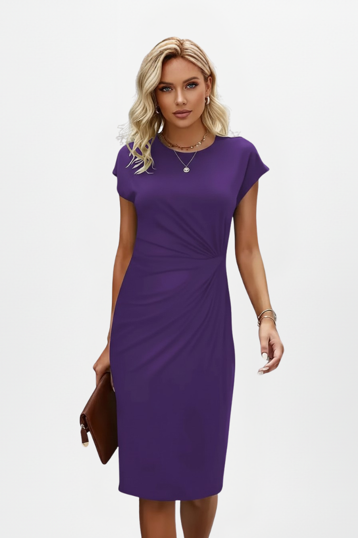 Lysandra | Vrouwen Ronde Hals Rimpel Taille Jurk
