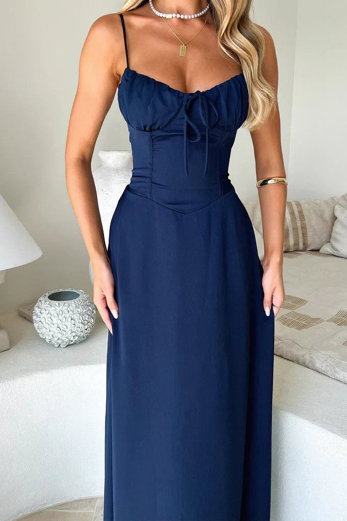 Valentina | Dames Bruiloft Gast Spaghetti Band Wrap Maxi Jurk Avond