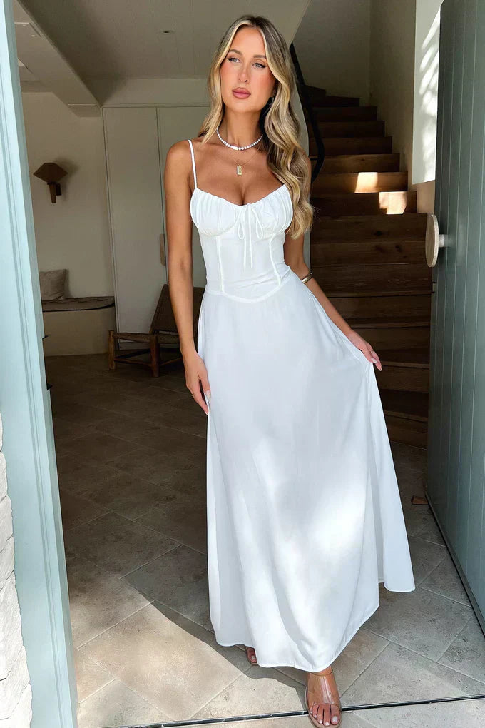 Valentina | Dames Bruiloft Gast Spaghetti Band Wrap Maxi Jurk Avond
