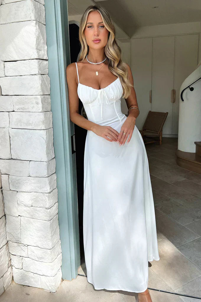Valentina | Dames Bruiloft Gast Spaghetti Band Wrap Maxi Jurk Avond