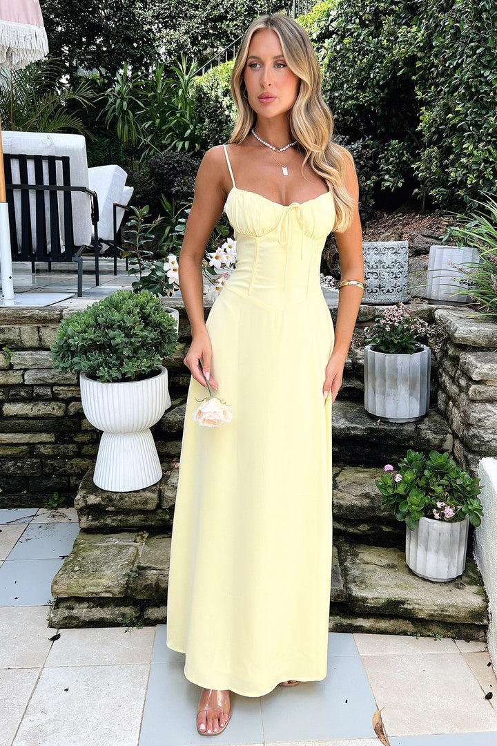 Valentina | Dames Bruiloft Gast Spaghetti Band Wrap Maxi Jurk Avond
