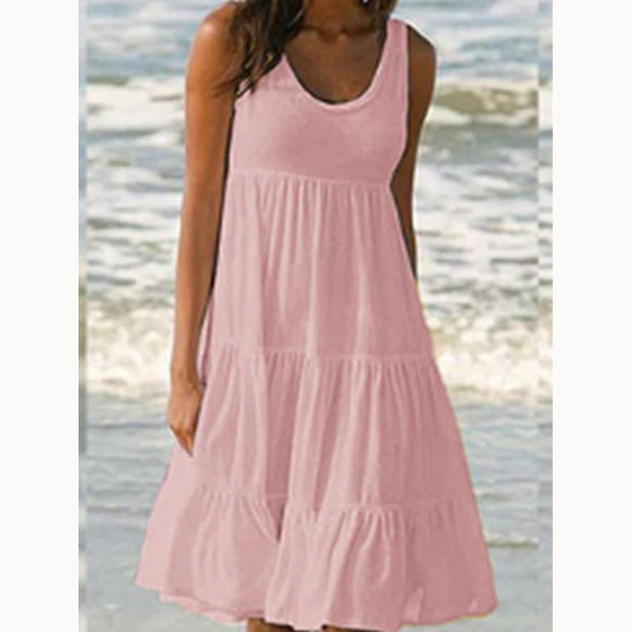 Luna | Dames Mouwloze Laagjes Midi Jurk Boho Zomer