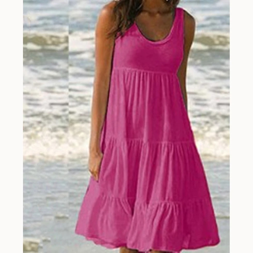 Luna | Dames Mouwloze Laagjes Midi Jurk Boho Zomer