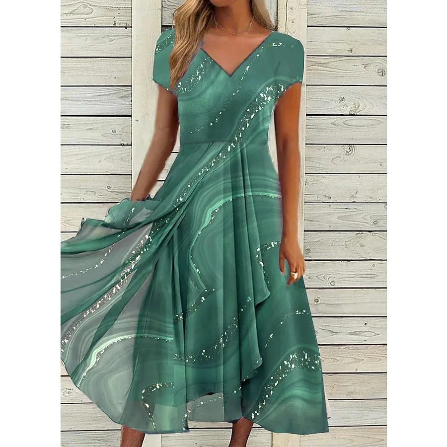 Emily™ | V-hals Midi Jurk