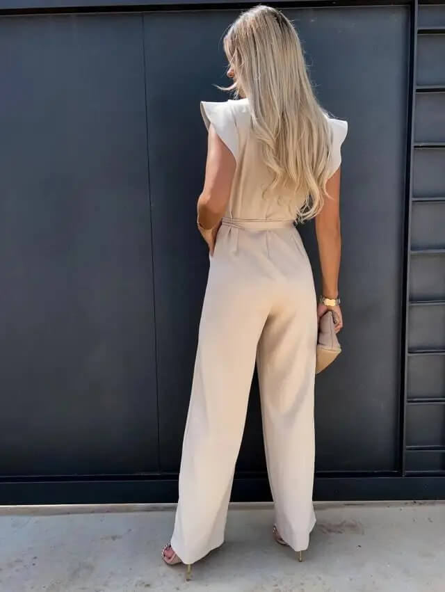 Miriam | Dames Jumpsuit met Fluttermouwen en Brede Pijpen