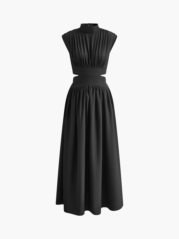 Blanc | Dames Mock Neck Cutout Maxi Jurk Mouwloos Gelegenheidsjurk