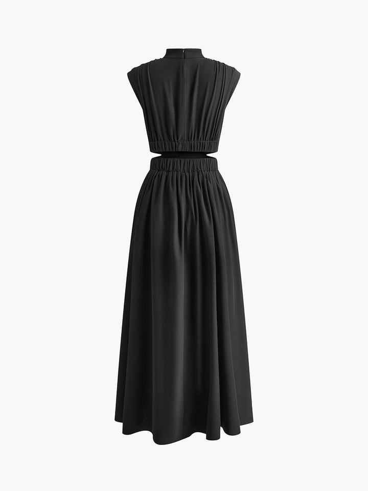 Blanc | Dames Mock Neck Cutout Maxi Jurk Mouwloos Gelegenheidsjurk