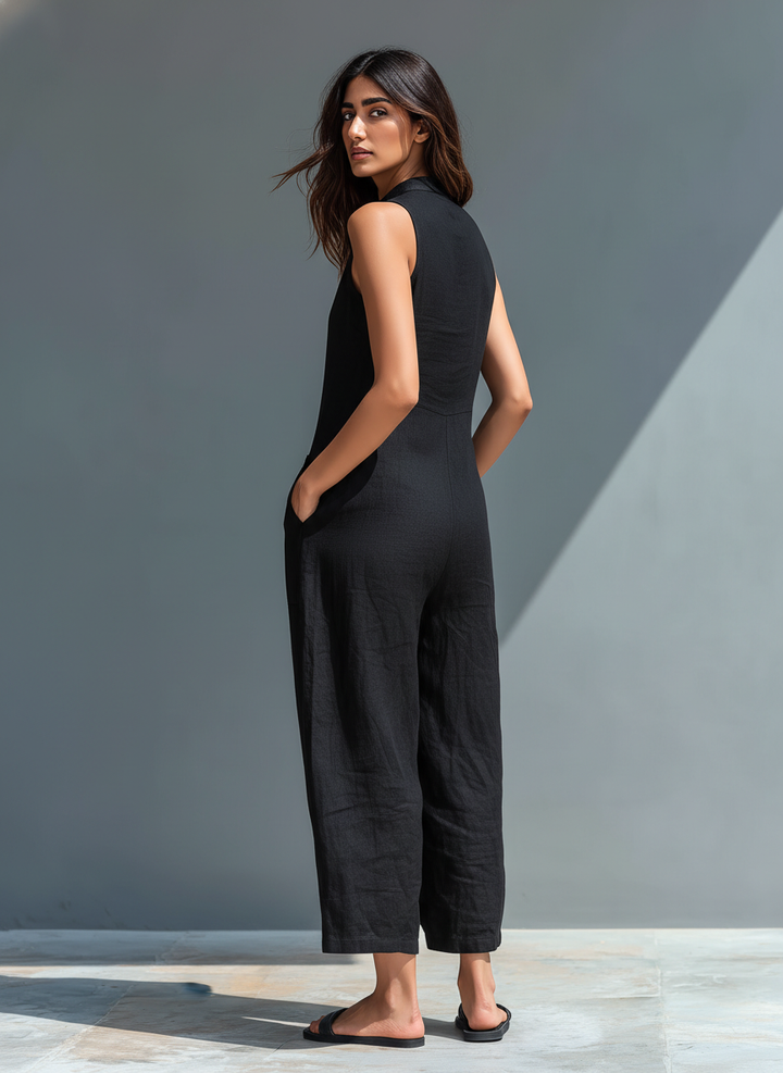 Naomi | Dames Mouwloze Wijde Pijpen Jumpsuit