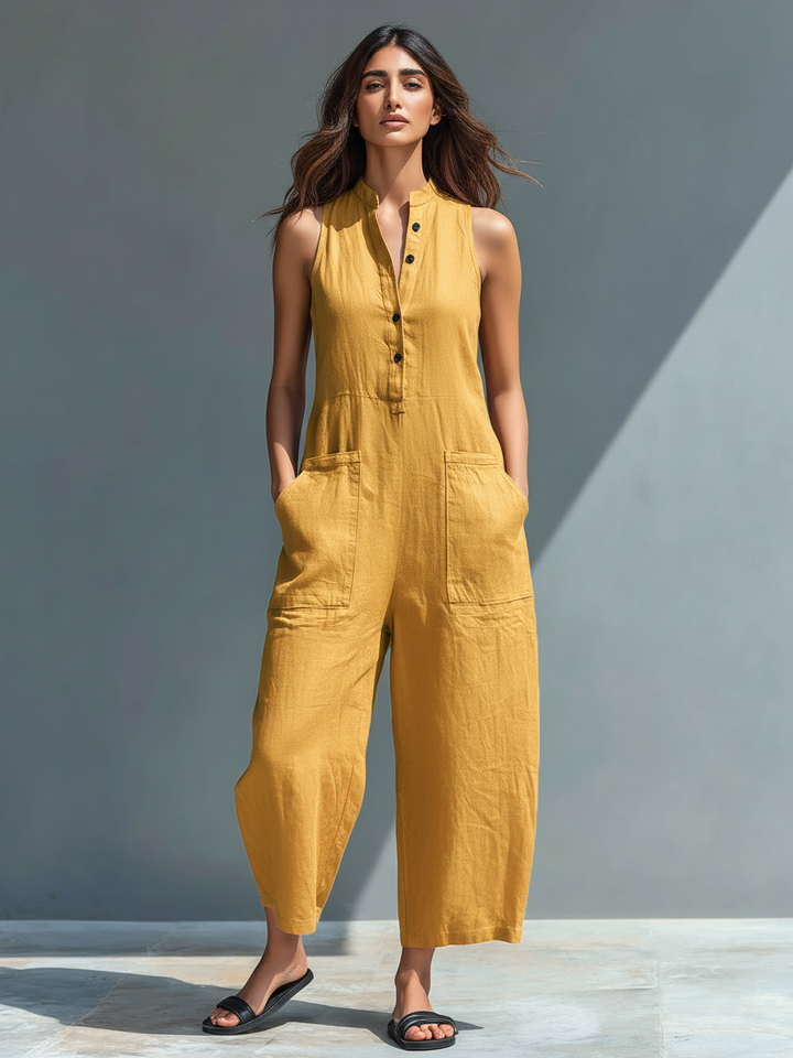 Naomi | Dames Mouwloze Wijde Pijpen Jumpsuit