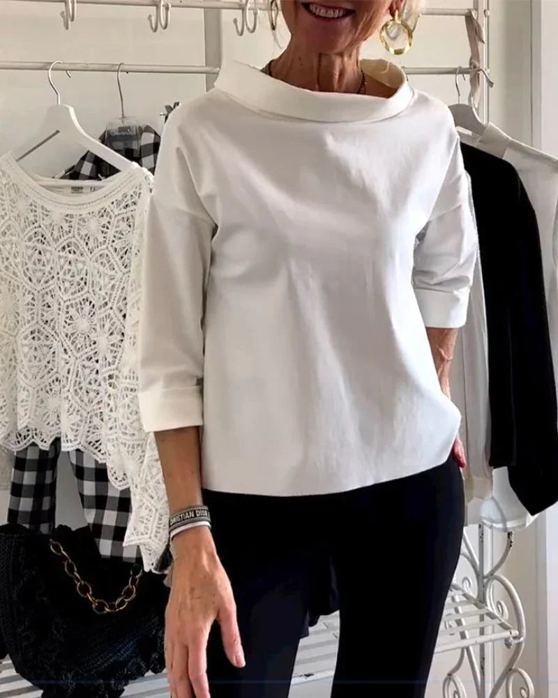 Maya | Vrouwen Bateau Hals 3/4 Mouw Casual Top