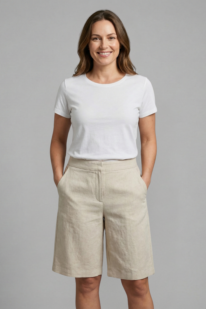 Octavia | Vrouwen Hoge Taille Knie Lengte Shorts