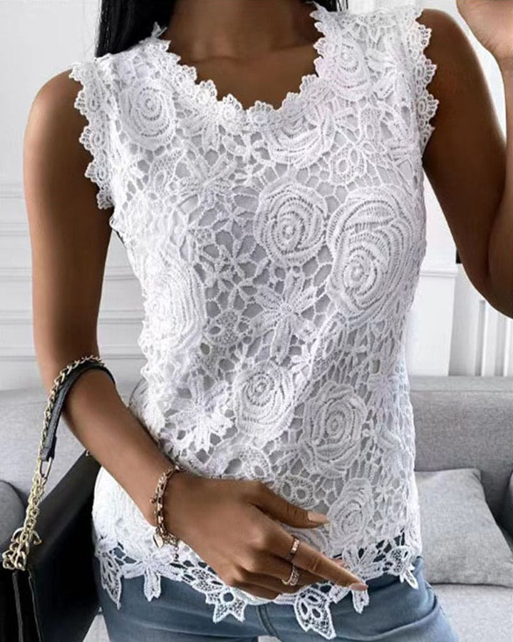 Octavia | Dames Mouwloze Kanten Top