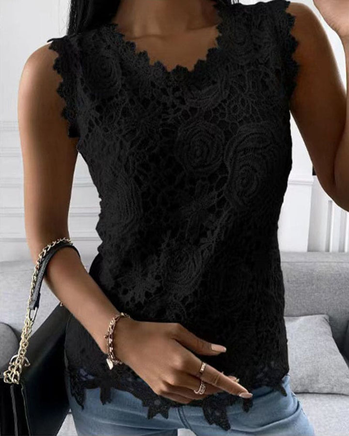 Octavia | Dames Mouwloze Kanten Top