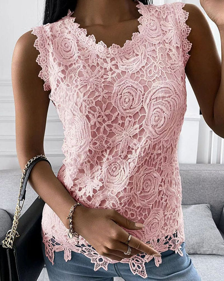 Octavia | Dames Mouwloze Kanten Top