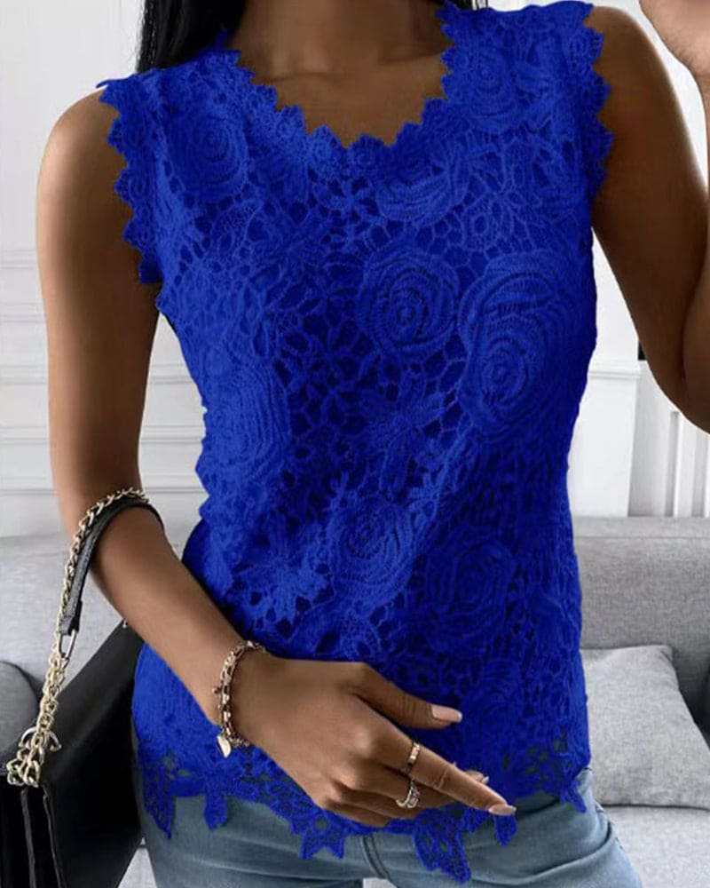 Octavia | Dames Mouwloze Kanten Top