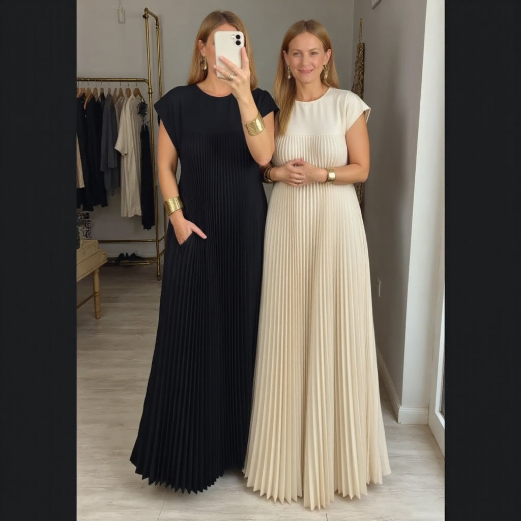 Fern | Vrouwen Flowing Plissé Maxi Jurk Cocktail