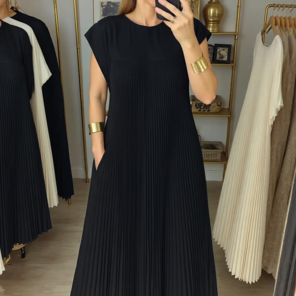Fern | Vrouwen Flowing Plissé Maxi Jurk Cocktail