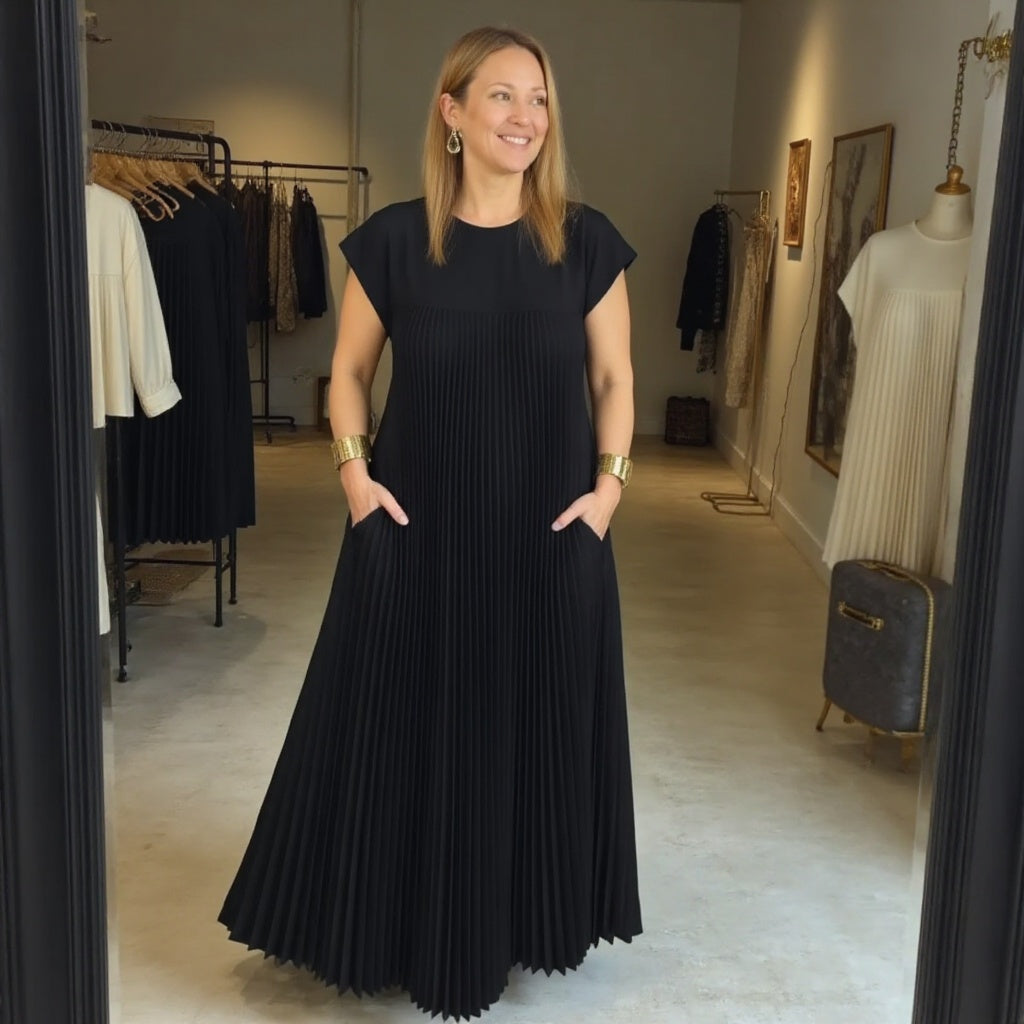 Fern | Vrouwen Flowing Plissé Maxi Jurk Cocktail