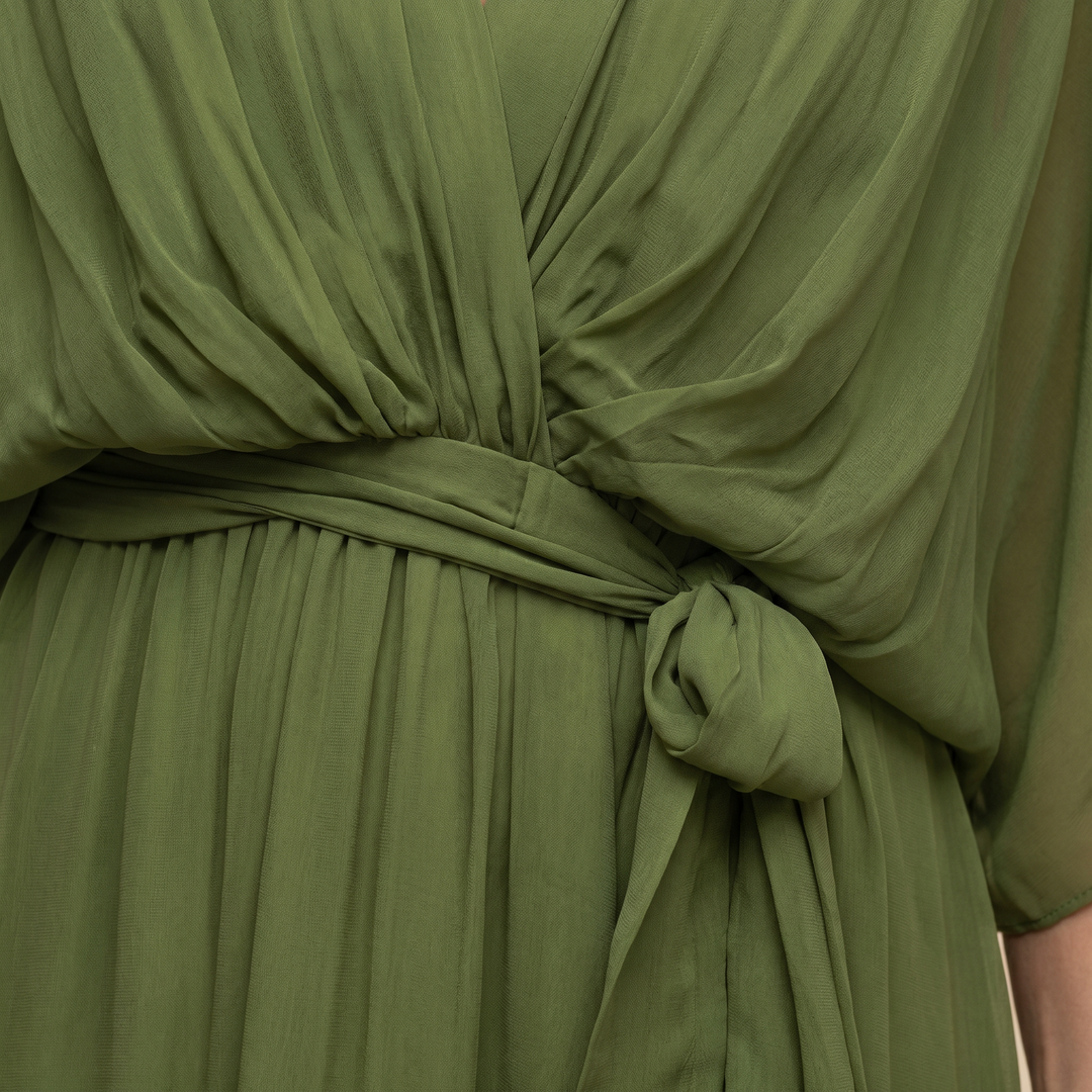 Penelope | Dames V-Hals Wikkel Midi Jurk