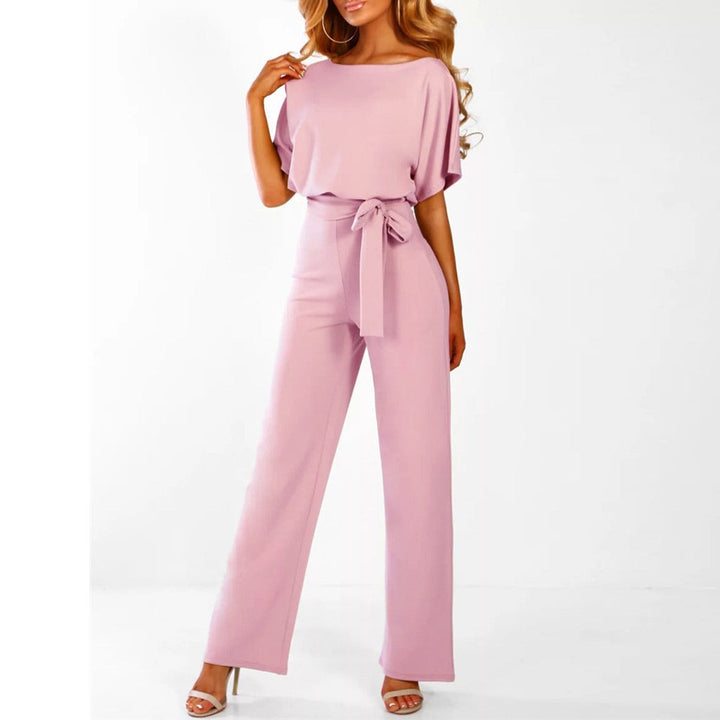 Penelope | Dames Wijde Pijpen Korte Mouwen Ceintuur Jumpsuit