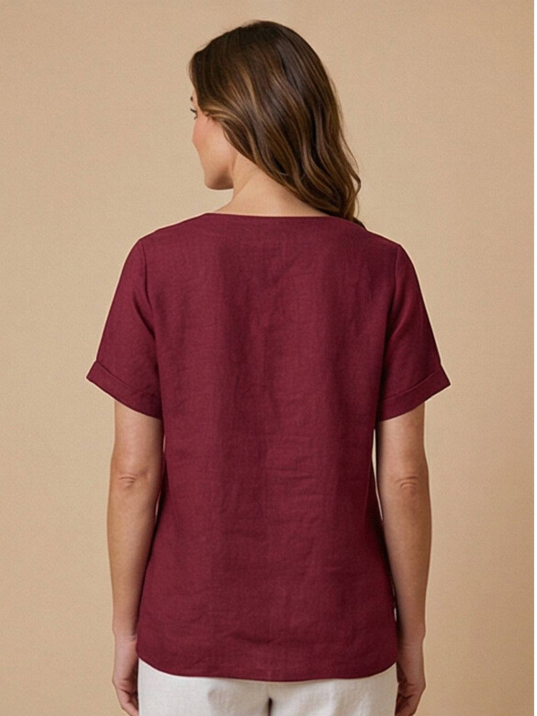 Foreen | Dames Casual Scoop Neck Knopdetail Korte Mouwen Top