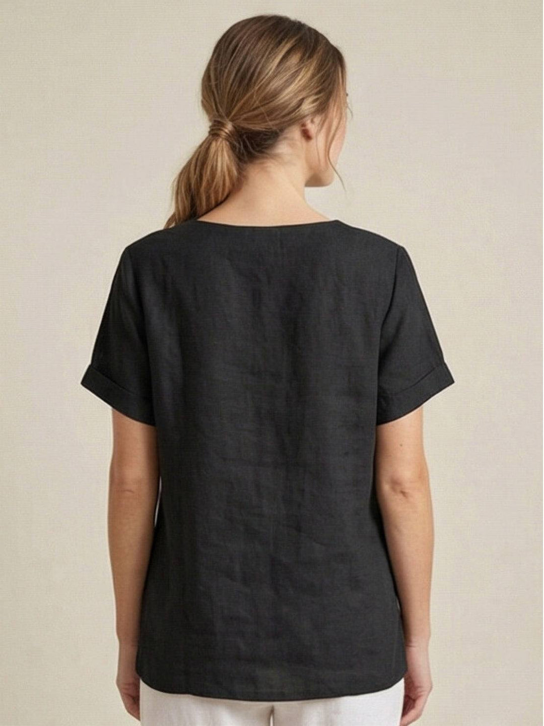 Foreen | Dames Casual Scoop Neck Knopdetail Korte Mouwen Top