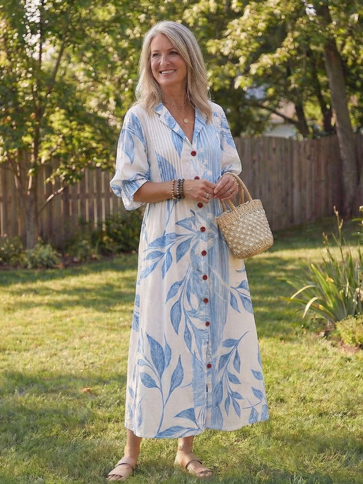Roselyn | Dames Bloemige Maxi Jurk met Knopen